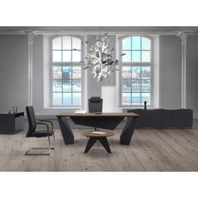 Pack Bureau NEGEV 11 – bureau bois clair avec finition noire contemporaine