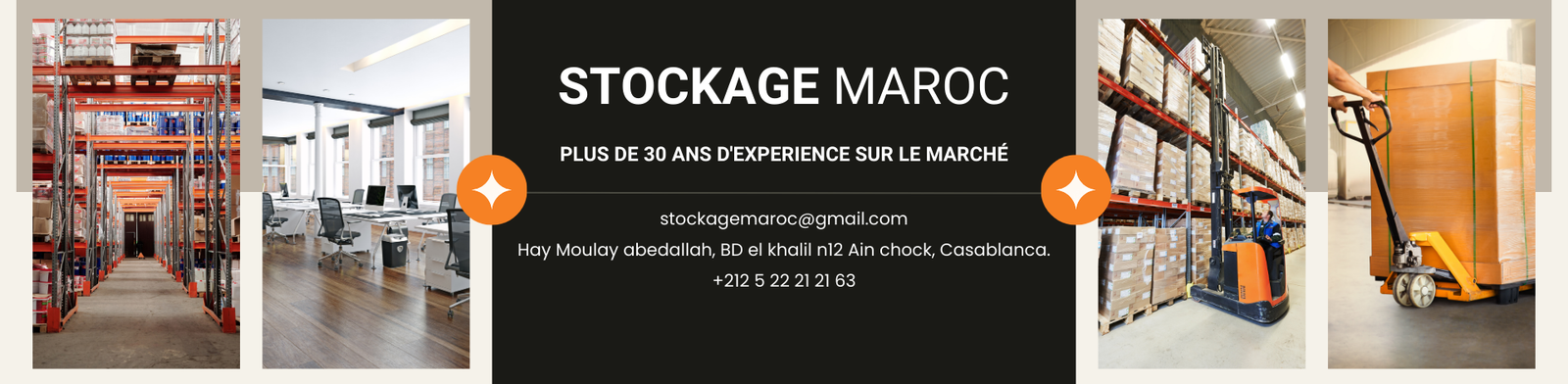 Installations STOCKAGE MAROC - 30 ans d'expérience depuis 1993 dans le mobilier et l'équipement professionnel