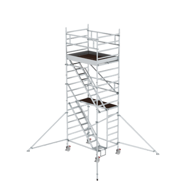 Échafaudage mobile 7 m – structure aluminium et garde-corps