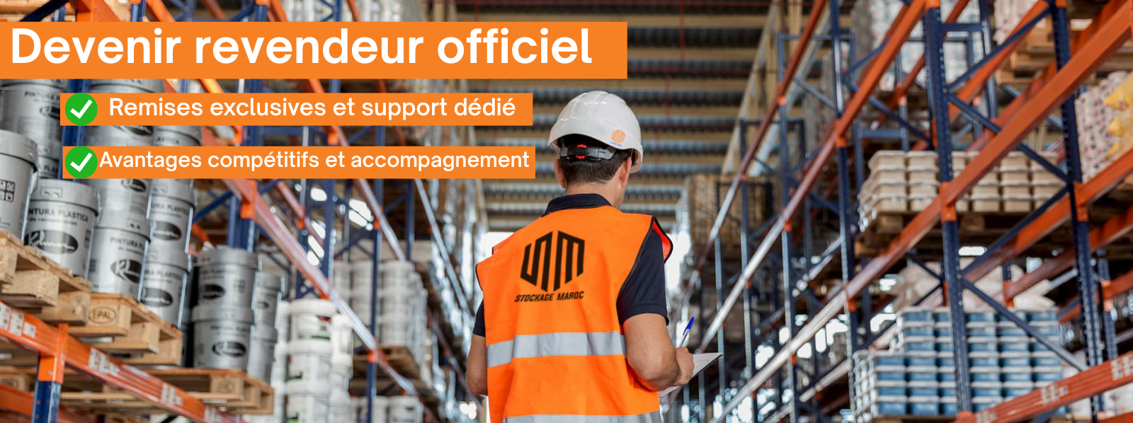 Devenir revendeur Stockage Maroc – entrepôt moderne avec préparateur de commandes
