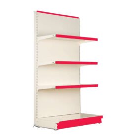 tête de gondole acier époxy 3 étagères + base, profondeurs 30/40/50 cm, hauteur 141 cm