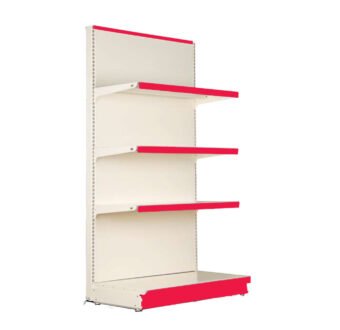 tête de gondole acier époxy 3 étagères + base, profondeurs 30/40/50 cm, hauteur 141 cm