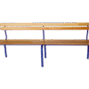 Banc semi métallique Maroc – assise bois stratifié et piètement acier époxy