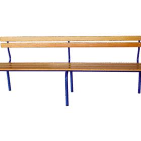 Banc semi métallique Maroc – assise bois stratifié et piètement acier époxy
